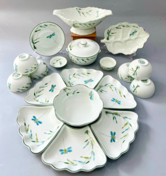 Bộ bát đĩa chuồn tre cao cấp Bát Tràng